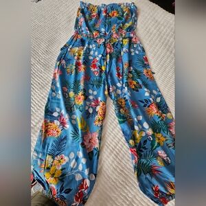 Jumpsuit shoulders off, waist with elastic size Large